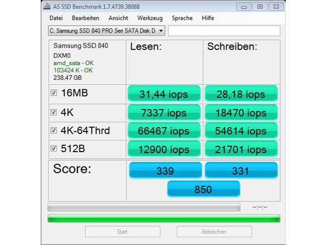 SSD Benchmark Samsung 840 Pro Series 256 GB