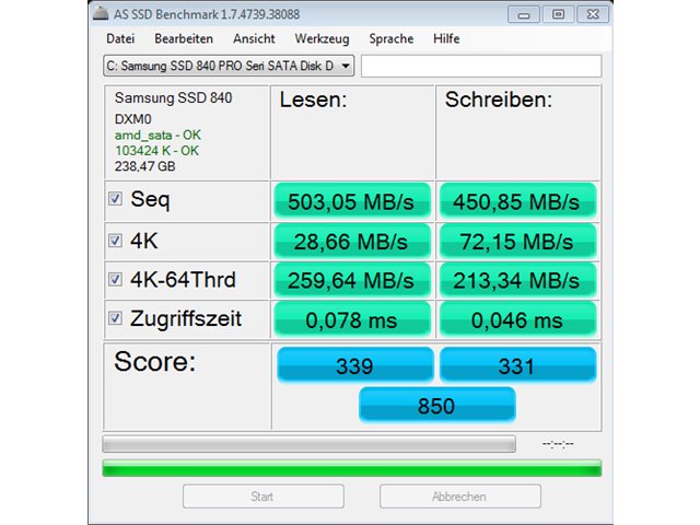 SSD Benchmark Samsung 840 Pro Series 256 GB