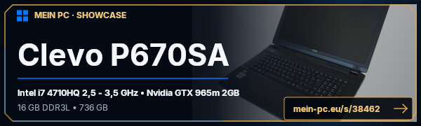 PC-Showcase Clevo P670SA von Schnuffelhase auf MEIN PC