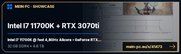 PC-Showcase Intel I7 11700K + RTX 3070ti von Schnuffelhase auf MEIN PC